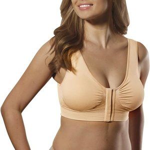 Miracle Bamboo Bra NWT women's XL hook front closure nude stretch supportive